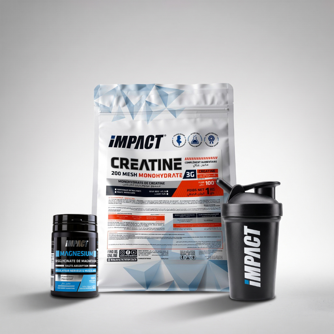 Perfect Pack Impact – Créatine 1 kg + Magnésium Bisglycinate + Shaker offert