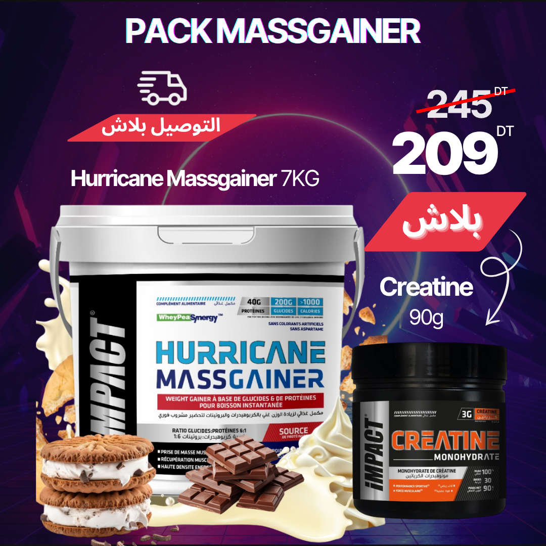 Massgainer 7kg + Créatine 90g Gratuit