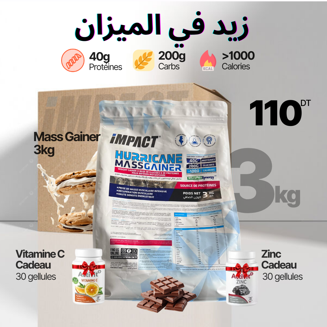 Hurricane Massgainer 3 kg + Zinc + Vitamine C