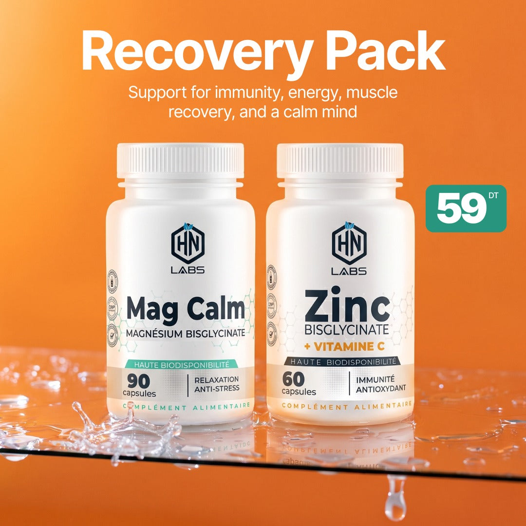 Pack Recovery – Magnésium Bisglycinate + Zinc Bisglycinate Vitamine C
