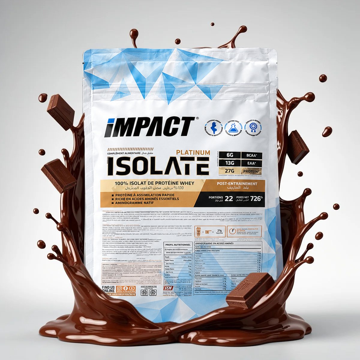 Impact Platinum  100 % Whey Isolate  - 726 Gr - 22 DOSES