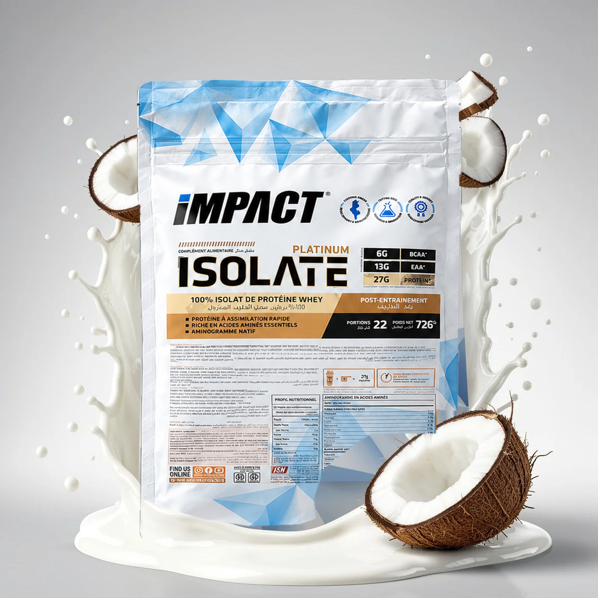 Impact Platinum  100 % Whey Isolate  - 726 Gr - 22 DOSES