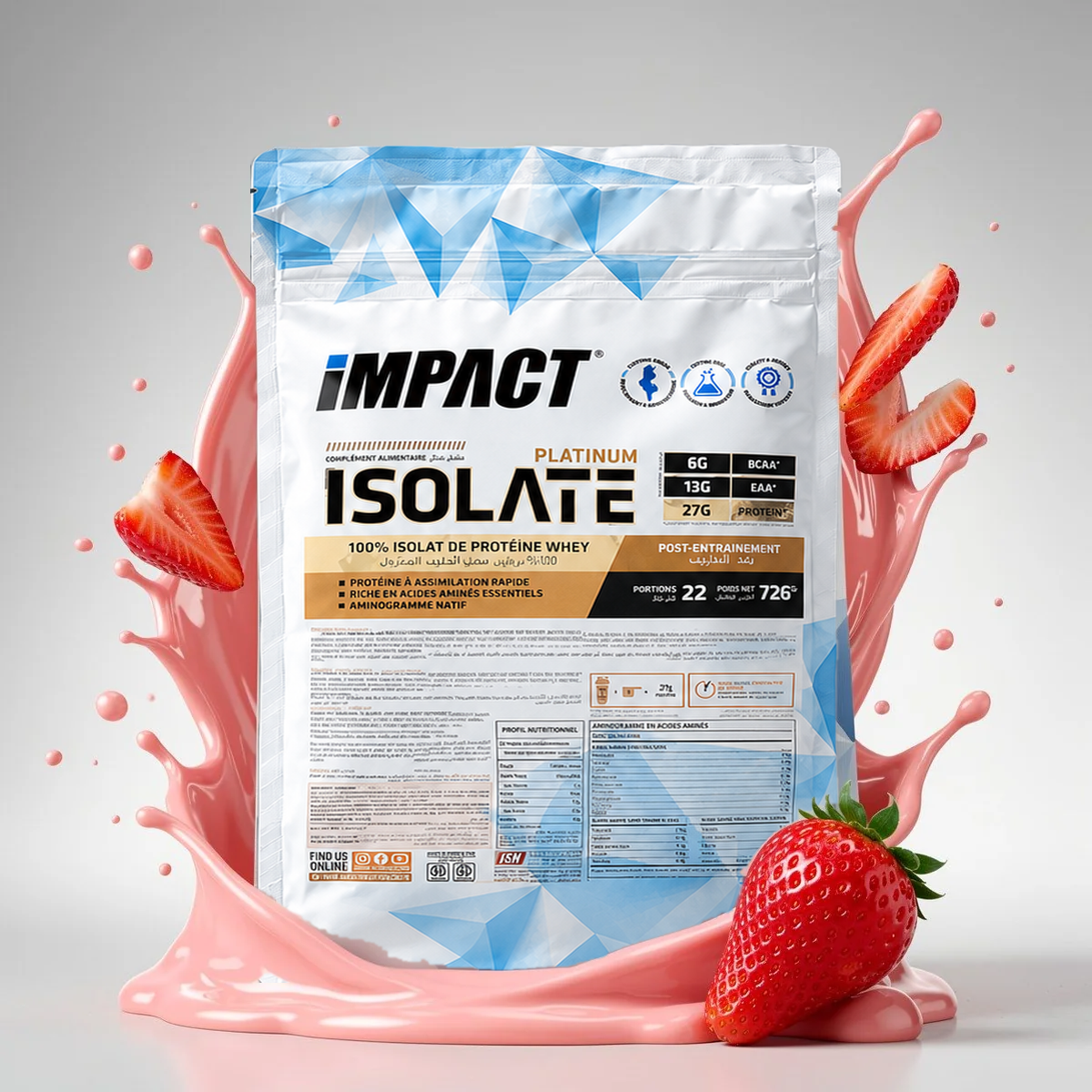 Impact Platinum  100 % Whey Isolate  - 726 Gr - 22 DOSES